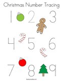Christmas Number Tracing Coloring Page