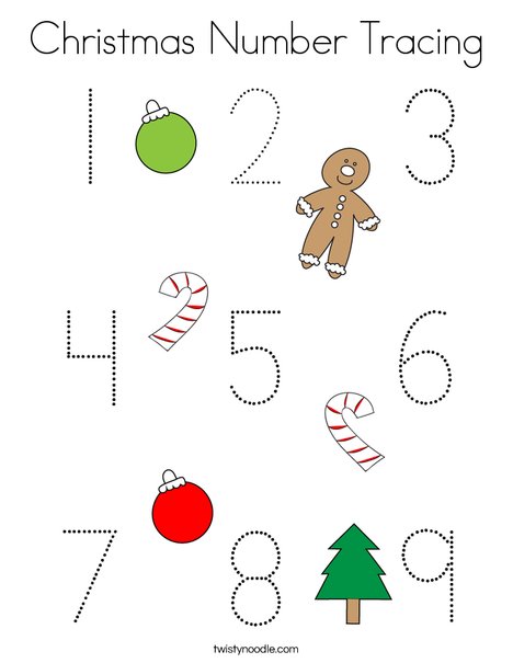 Christmas Number Tracing Worksheets Christmas Number Tracing Worksheets