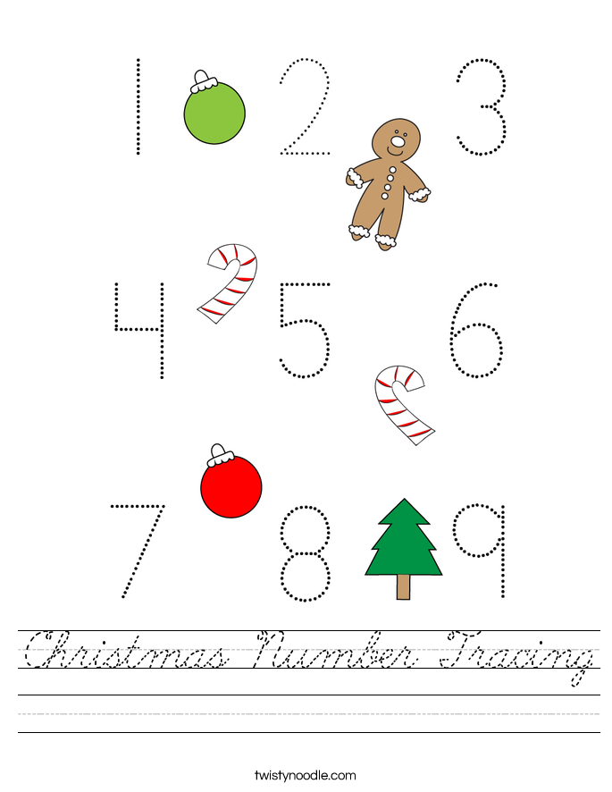 Christmas Number Tracing Worksheet