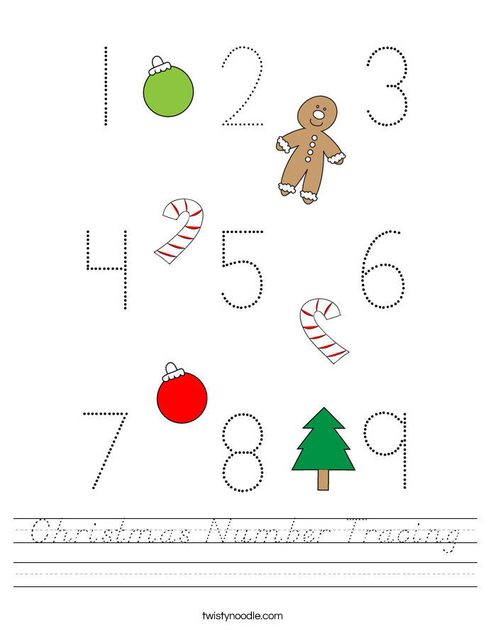 Christmas Number Tracing Worksheet