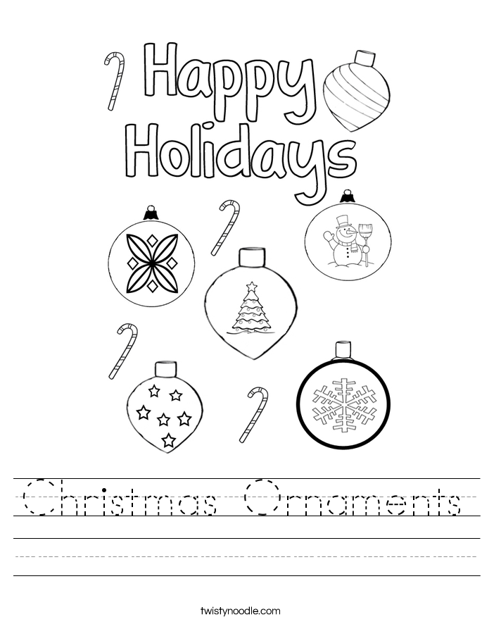 Christmas Ornaments Worksheet