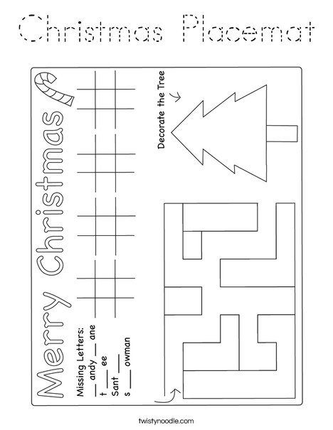 Christmas Placemat Coloring Page