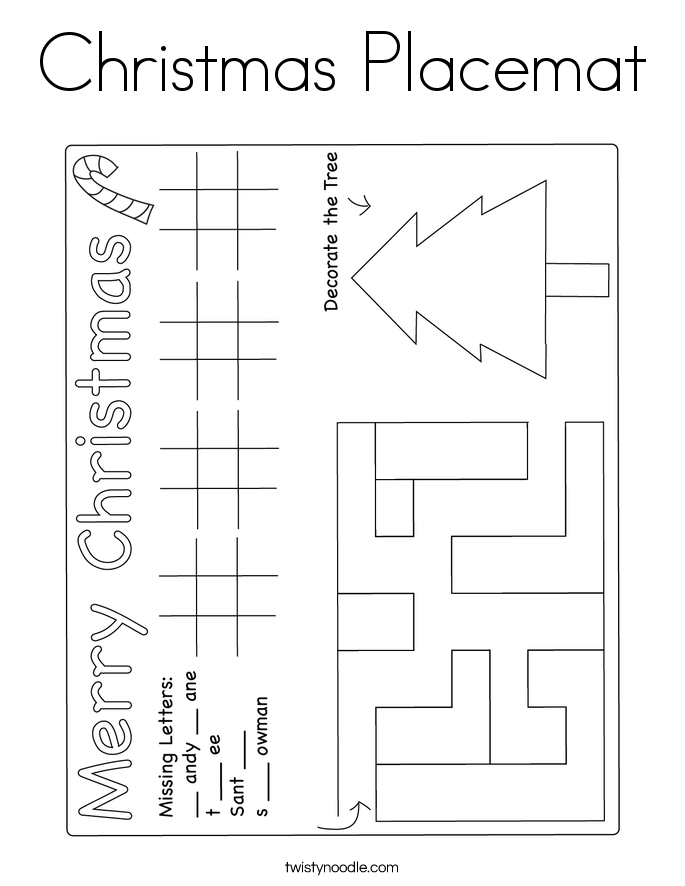 Christmas Placemat Coloring Page