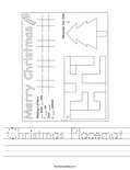 Christmas Placemat Worksheet