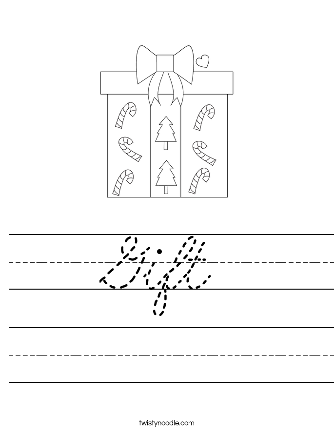 Gift Worksheet - Cursive - Twisty Noodle