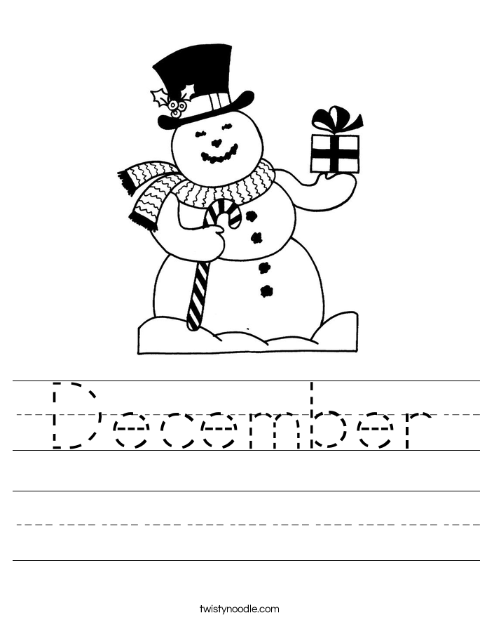 December Worksheet Twisty Noodle