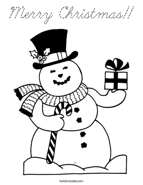 Christmas Snowman Coloring Page