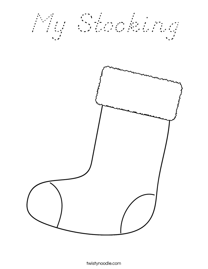 My Stocking Coloring Page - D'Nealian - Twisty Noodle