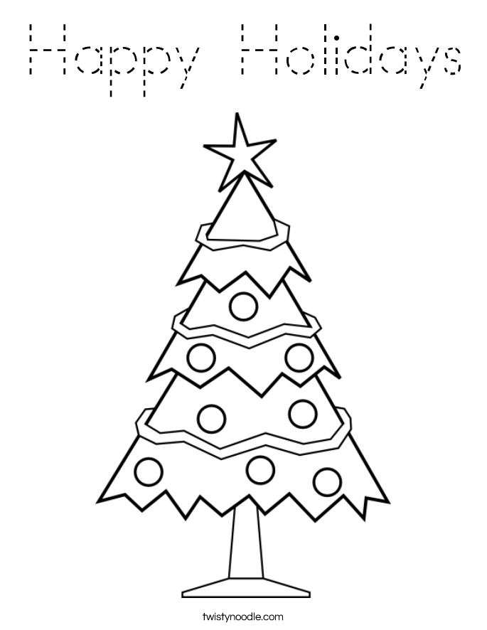 Download Happy Holidays Coloring Page - Tracing - Twisty Noodle