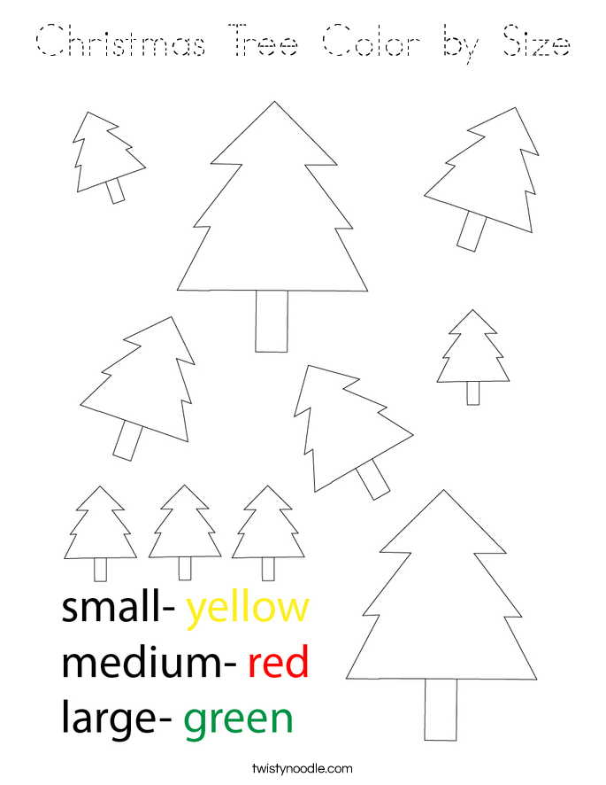 Christmas Tree Color by Size Coloring Page