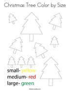 Christmas Tree Color by Size Coloring Page