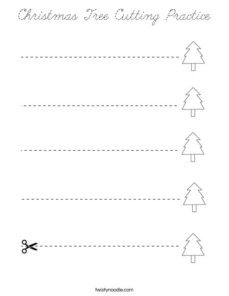 Christmas Tree Cutting Practice Coloring Page