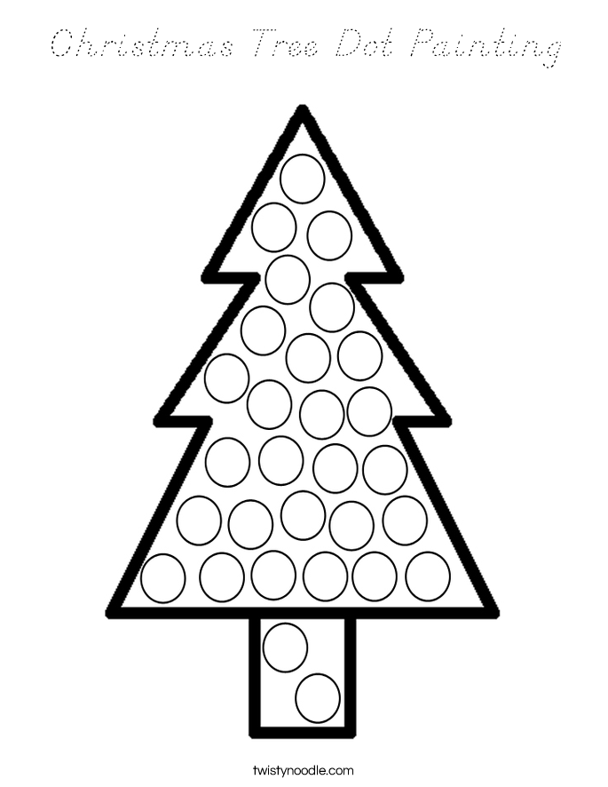 Christmas Tree Dot Painting Coloring Page D'Nealian Twisty Noodle