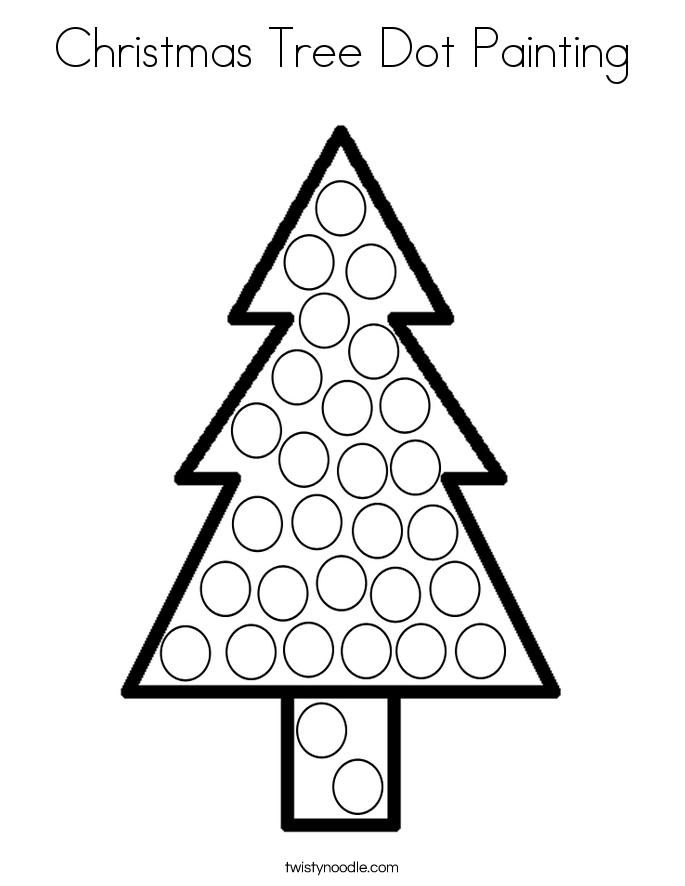 Christmas Tree Dot Painting Coloring Page Twisty Noodle