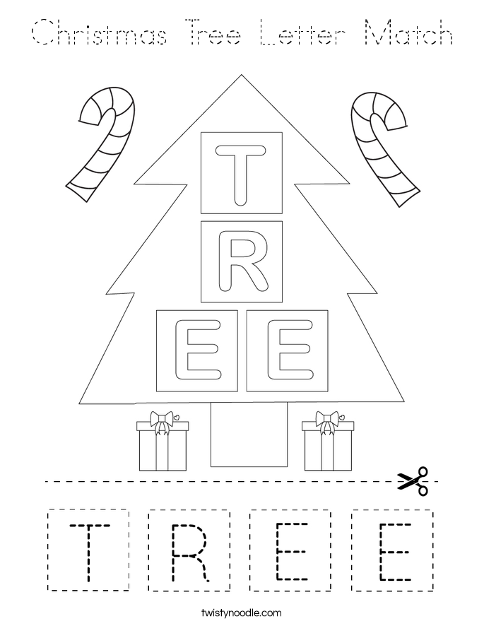 Christmas Tree Letter Match Coloring Page