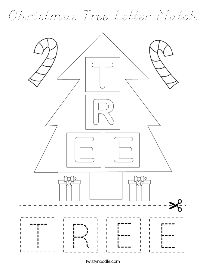 Christmas Tree Letter Match Coloring Page