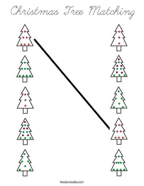 Christmas Tree Matching Coloring Page