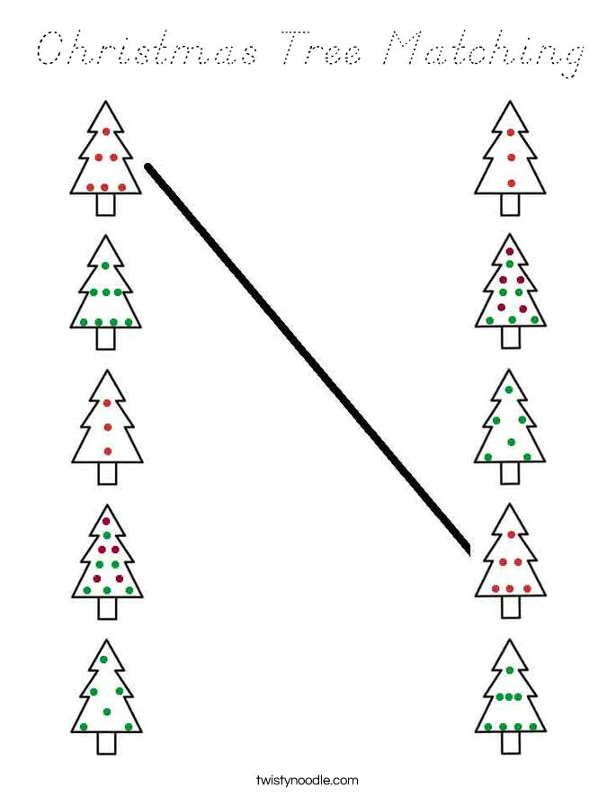 Christmas Tree Matching Coloring Page