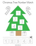Christmas Tree Number Match Coloring Page
