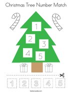 Christmas Tree Number Match Coloring Page