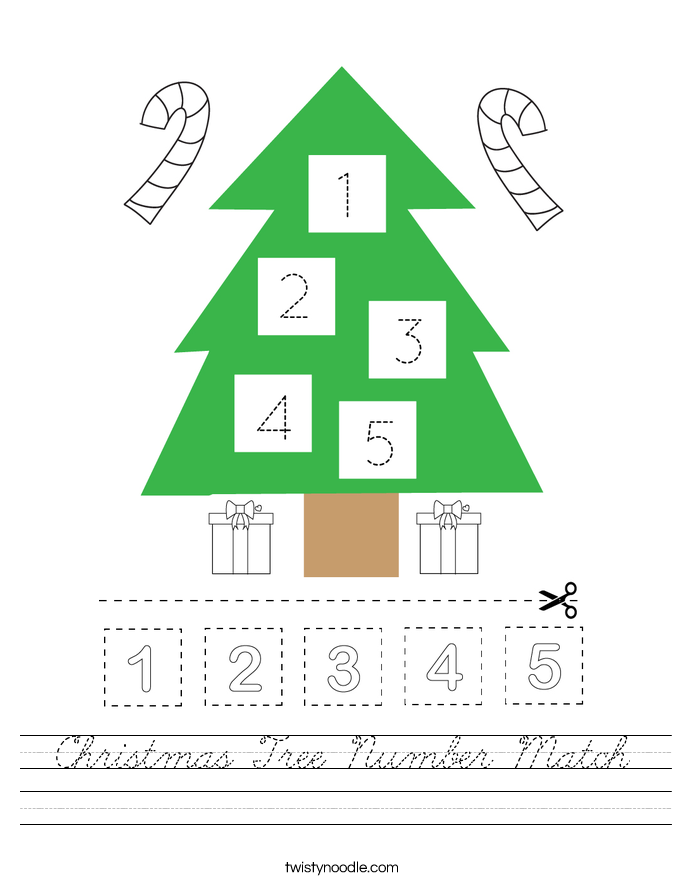 Christmas Tree Number Match Worksheet