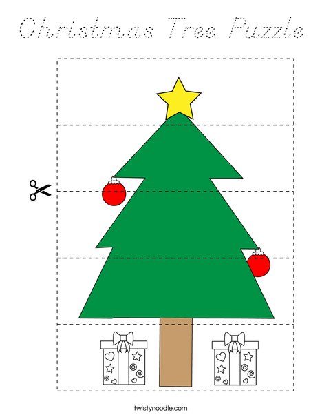 Christmas Tree Puzzle Coloring Page