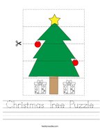 Christmas Tree Puzzle Handwriting Sheet