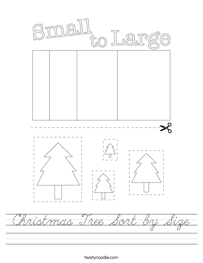 Christmas Tree Sort by Size Worksheet