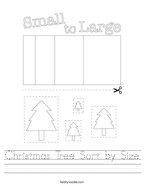 Christmas Tree Sort by Size Handwriting Sheet