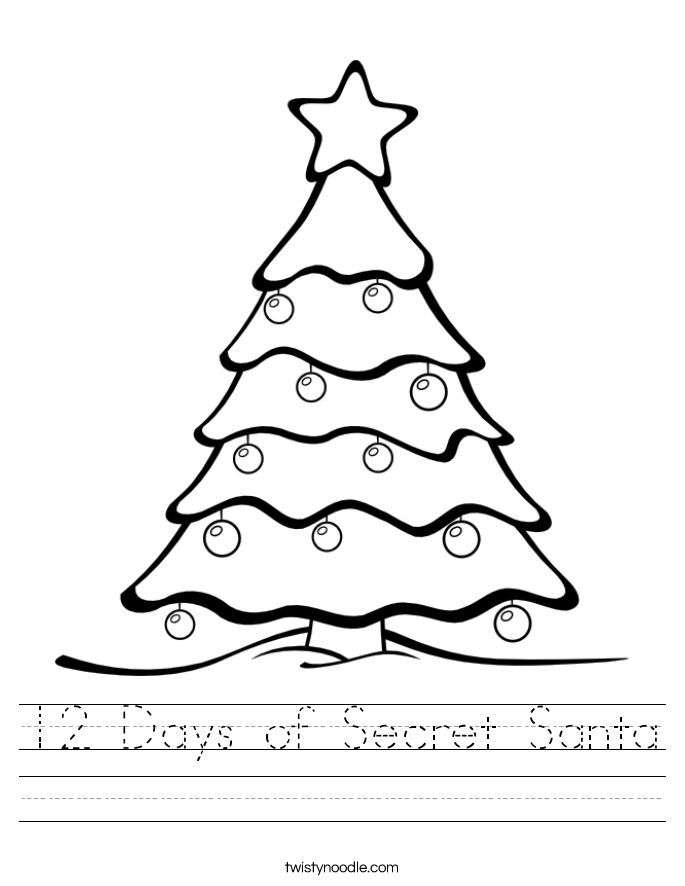 12 Days of Secret Santa Worksheet