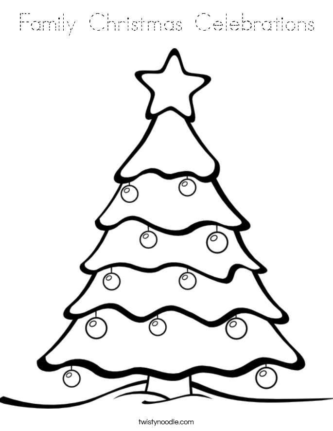 Family Christmas Celebrations Coloring Page