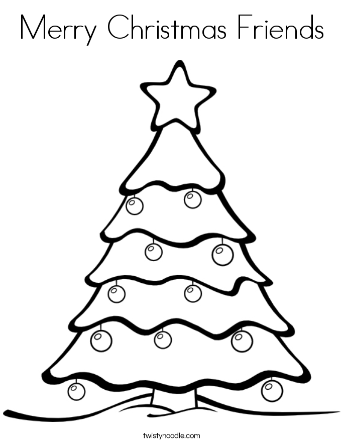 Merry Christmas Friends Coloring Page
