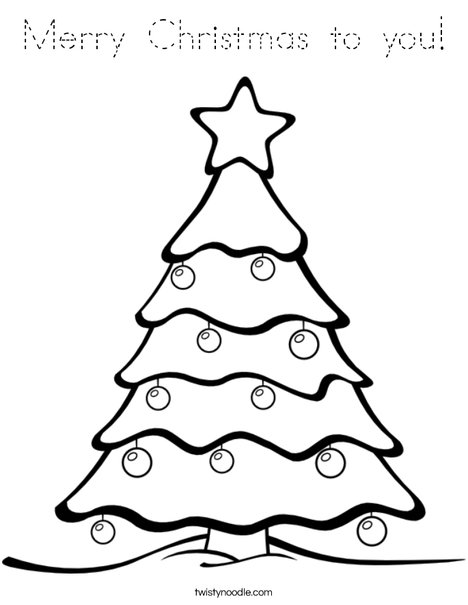 Merry Christmas to you Coloring Page - Tracing - Twisty Noodle