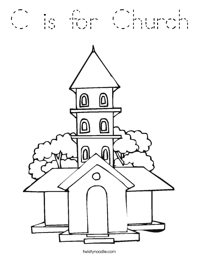 C is for Church Coloring Page