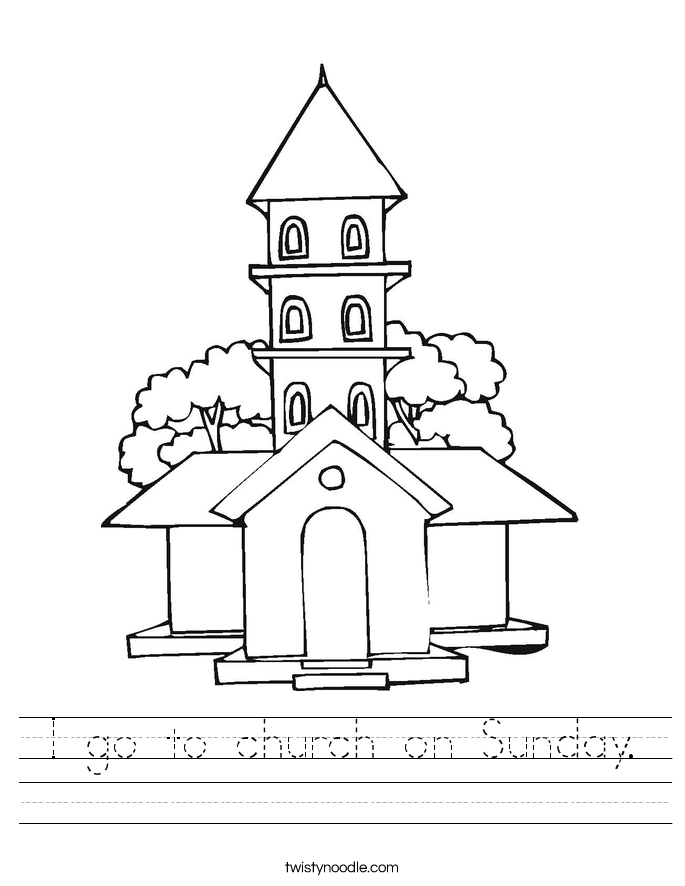 I go to church on Sunday. Worksheet