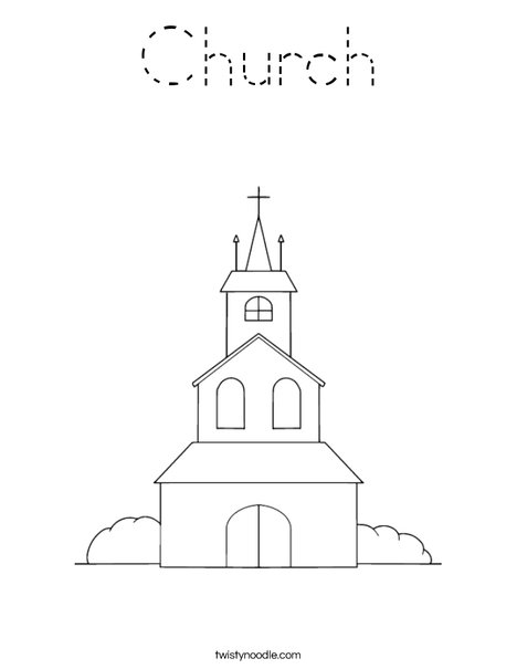 Church on a Hill Coloring Page