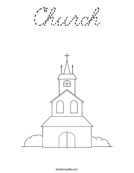 Church on a Hill Coloring Page