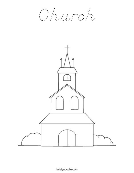 Church on a Hill Coloring Page