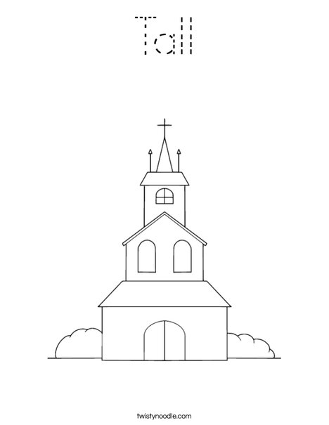 Church on a Hill Coloring Page