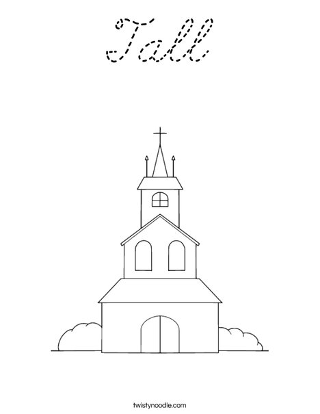 Church on a Hill Coloring Page