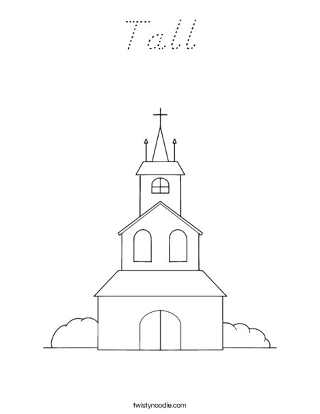 Church on a Hill Coloring Page