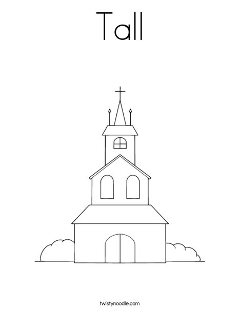 Church on a Hill Coloring Page