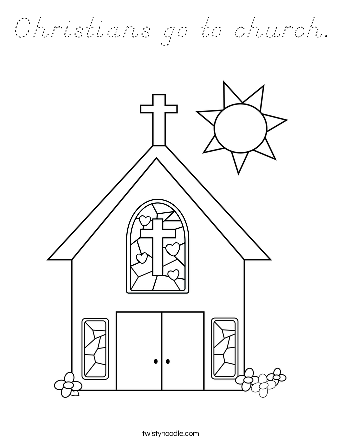 Christians go to church. Coloring Page