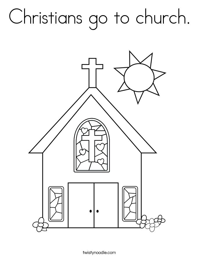 Christians go to church. Coloring Page