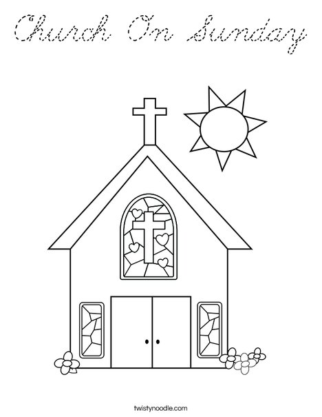 Church with Stained Glass Window Coloring Page