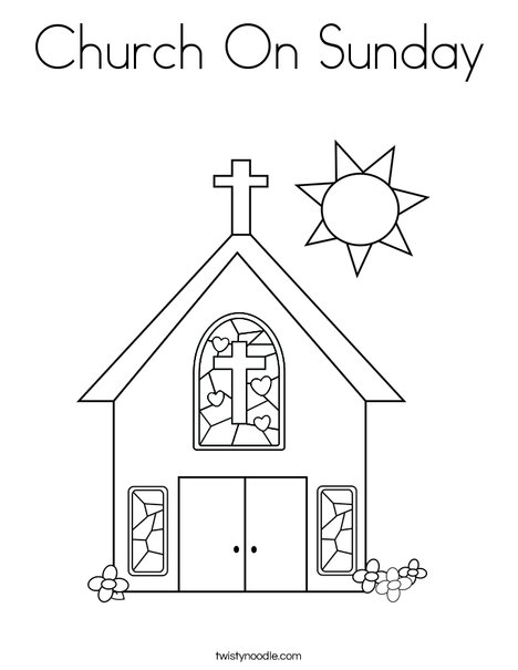Church with Stained Glass Window Coloring Page