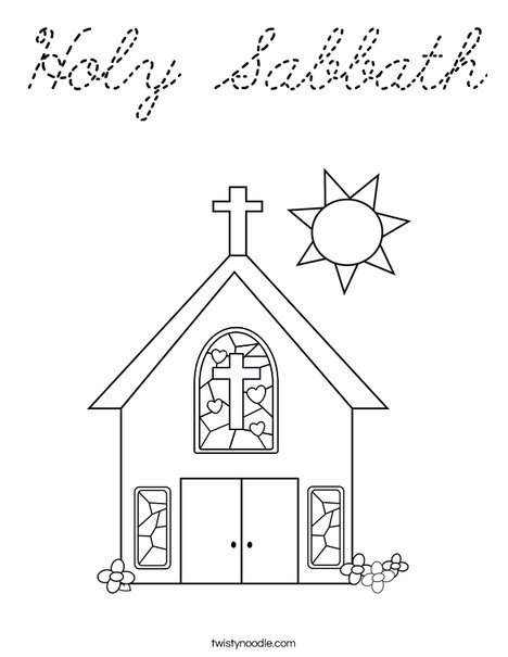 Church with Stained Glass Window Coloring Page