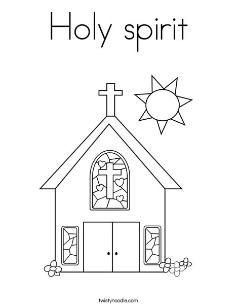 Church with Stained Glass Window Coloring Page