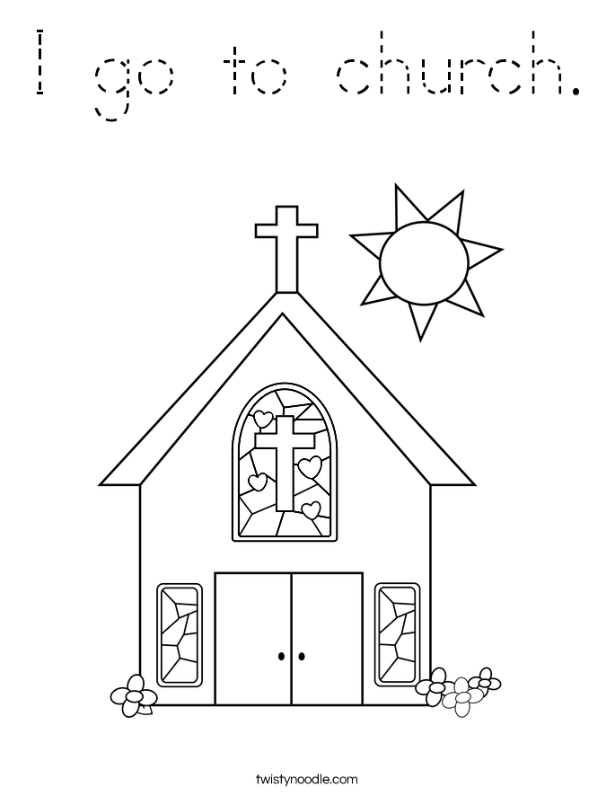 I go to church. Coloring Page