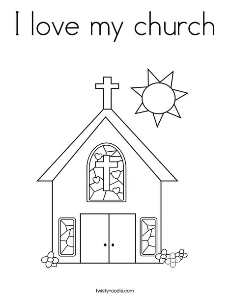 Church with Stained Glass Window Coloring Page